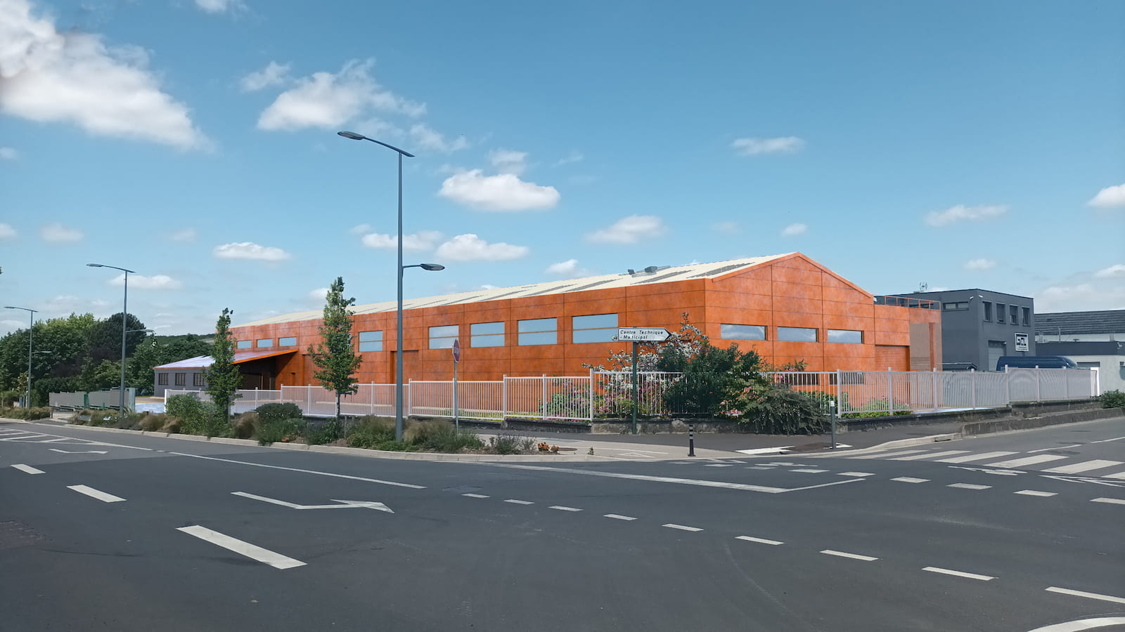 Vue en insertion du chantier de rénovation de l'atelier Tôlerie Générale
